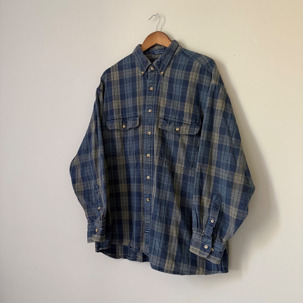 Vintage G.H. Bass & Co Plaid 100% Cotton Flannel Button Down Shirt XL